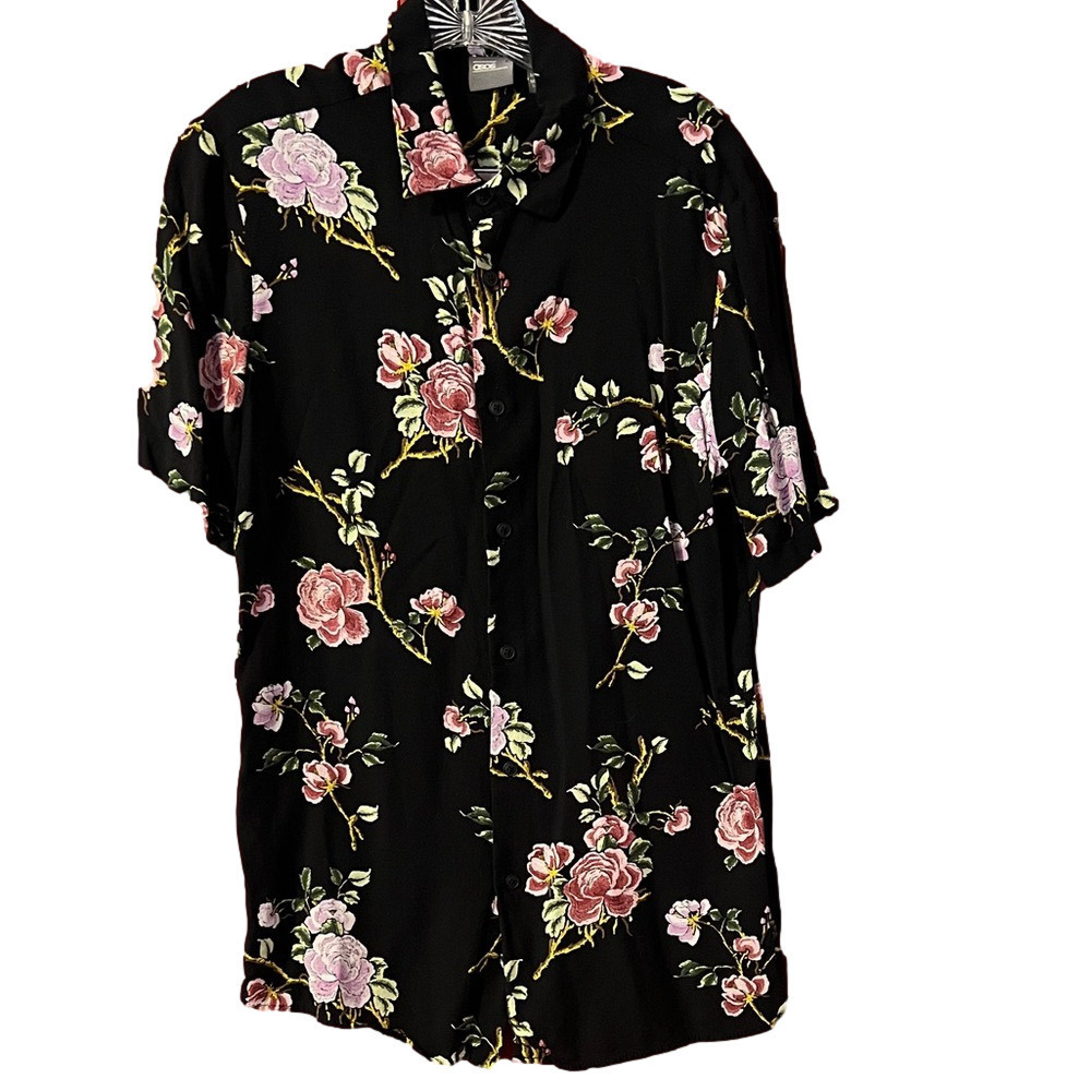ASOS Black Floral Men's Tall Long Shirt M